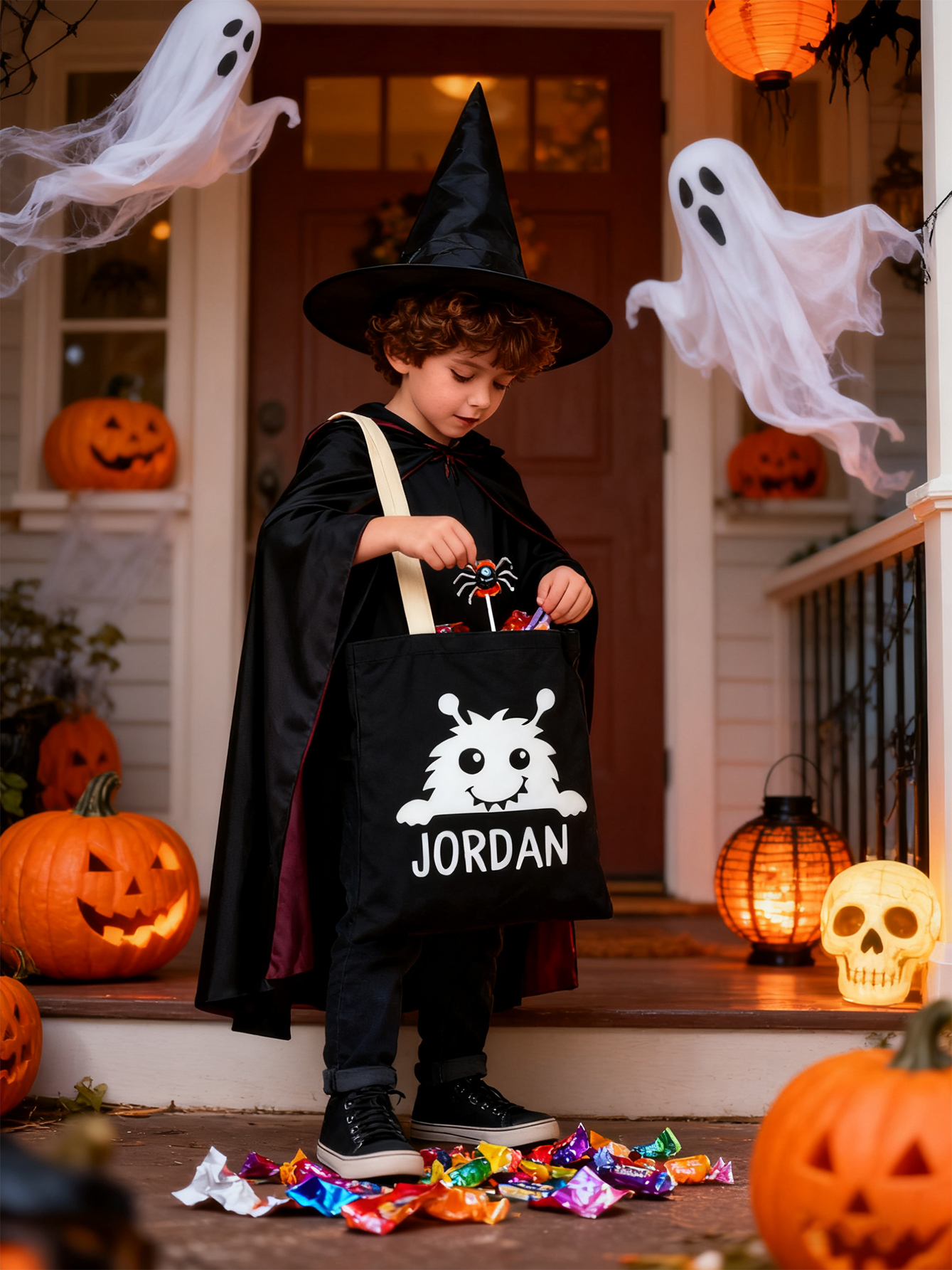 Monster-Themed Personalized Halloween Candy Bags